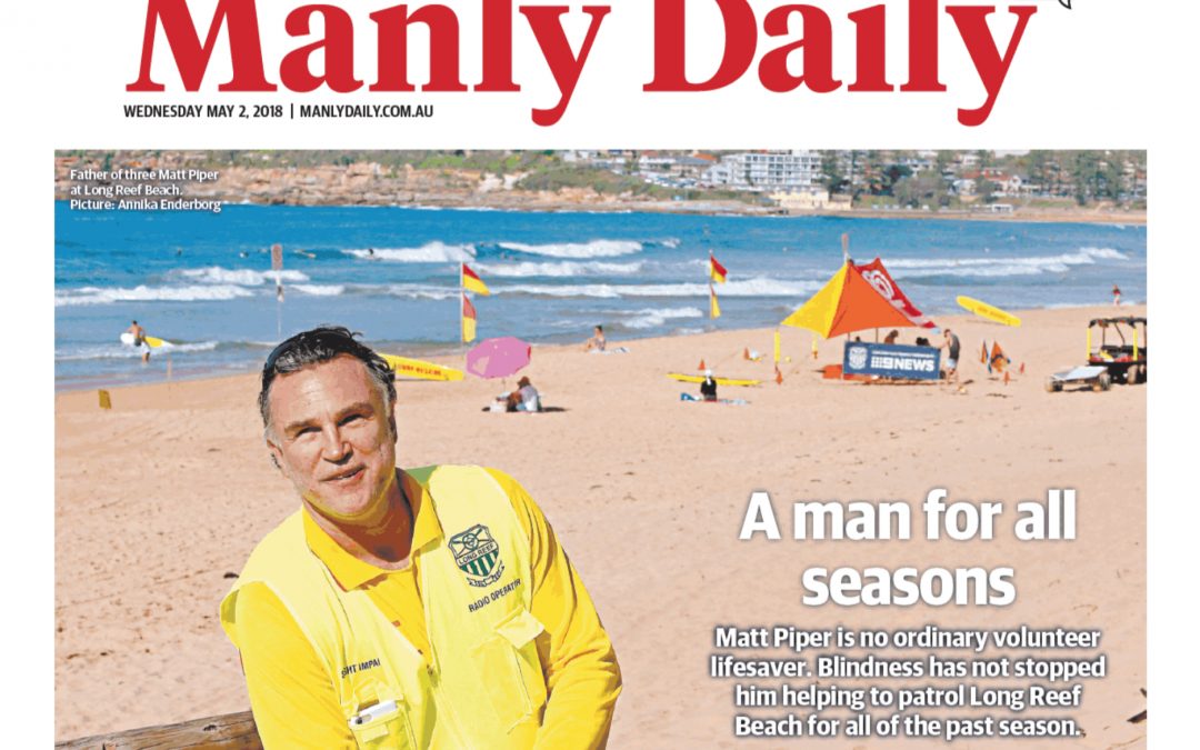 Matt Piper and Longy on the Manly Daily front page